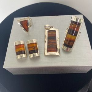 Amber & Sterling Custom 5 Piece Jewelry Set